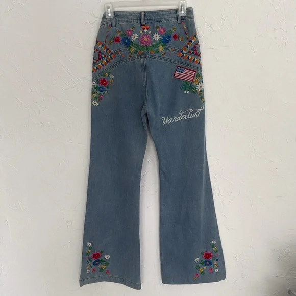 Spell Wanderlust Embroidered Denim Blue Jeans - Large - Picture 7 of 7